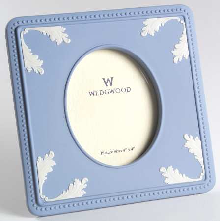 Cream Color on Lavender (Pale Blue) Jasperware Frame-Holds 4" X 4"