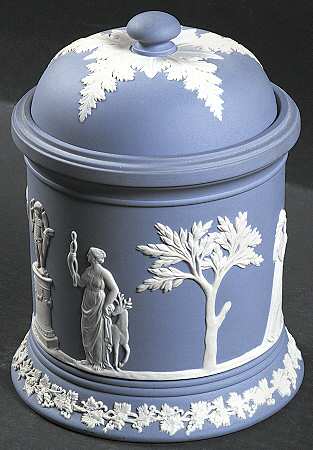 Cream Color on Lavender (Pale Blue) Jasperware Humidor & Lid