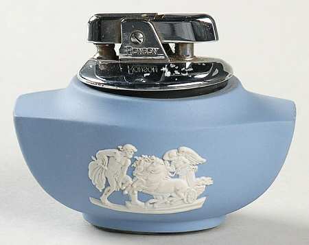 Cream Color on Lavender (Pale Blue) Jasperware Cigarette Lighter