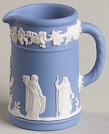 Cream Color on Lavender (Pale Blue) Jasperware Mini Trojan Jug