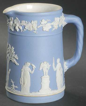 Cream Color on Lavender (Pale Blue) Jasperware Small Trojan Jug