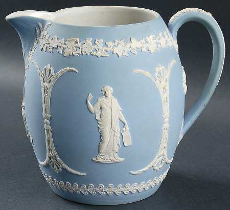 Cream Color on Lavender (Pale Blue) Jasperware 40 Oz Orange Jug