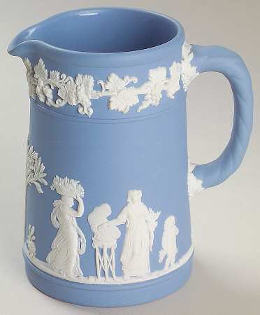 Cream Color on Lavender (Pale Blue) Jasperware Small Trojan Jug