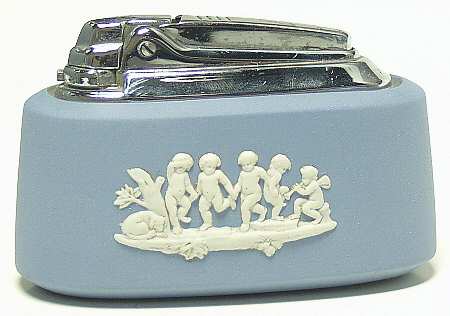 Cream Color on Lavender (Pale Blue) Jasperware Cigarette Lighter