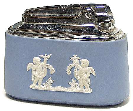 Cream Color on Lavender (Pale Blue) Jasperware Cigarette Lighter
