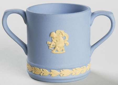 Cream Color on Lavender (Pale Blue) Jasperware Miniature Loving Cup