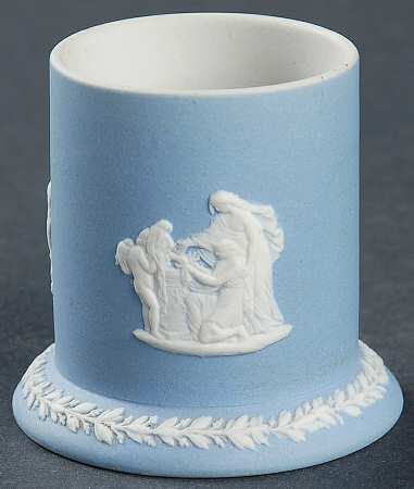 Cream Color on Lavender (Pale Blue) Jasperware Match Box No Lid