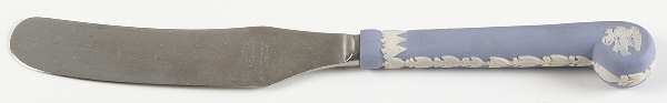 Cream Color on Lavender (Pale Blue) Jasperware Hollow Handle Master Butter Knife