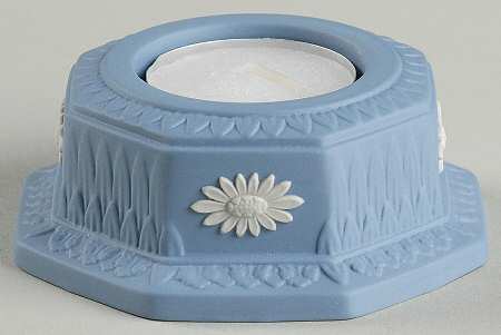 Cream Color on Lavender (Pale Blue) Jasperware Tea Light Candleholder
