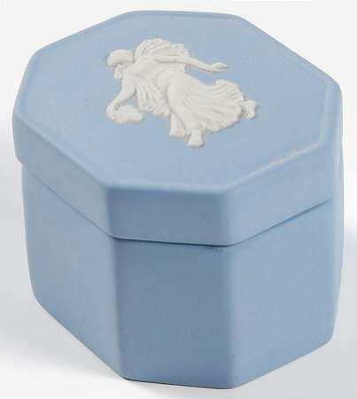Cream Color on Lavender (Pale Blue) Jasperware Octagonal Box & Lid