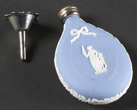Cream Color on Lavender (Pale Blue) Jasperware Mini Perfume with Stopper