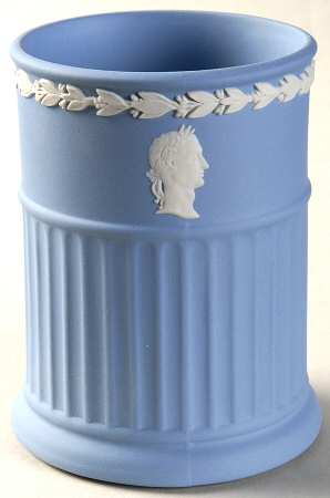 Cream Color on Lavender (Pale Blue) Jasperware Pencil Holder/Vase