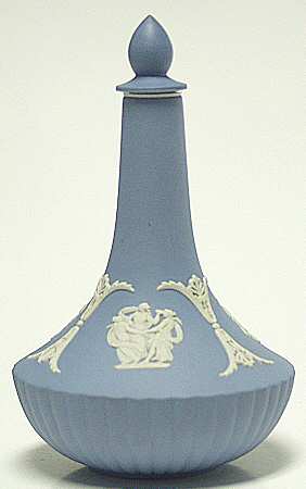 Cream Color on Lavender (Pale Blue) Jasperware Genie Perfume Bottle with Stopper