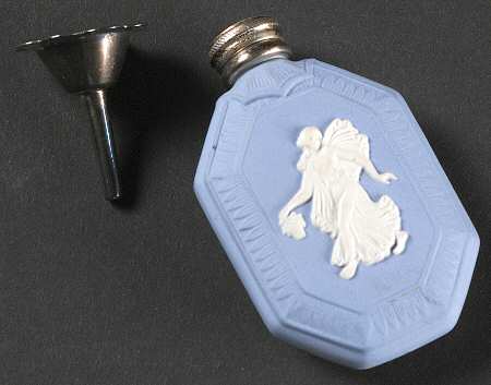 Cream Color on Lavender (Pale Blue) Jasperware Mini Perfume with Stopper