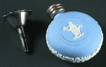 Cream Color on Lavender (Pale Blue) Jasperware Mini Perfume with Stopper