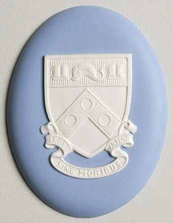 Cream Color on Lavender (Pale Blue) Jasperware College Plaque