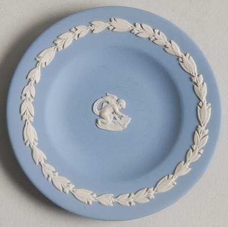Cream Color on Lavender (Pale Blue) Jasperware Miniature Plate