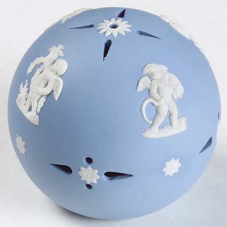 Cream Color on Lavender (Pale Blue) Jasperware Pommander by Wedgwood