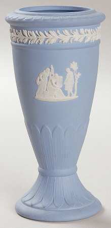 Cream Color on Lavender (Pale Blue) Jasperware Sacrifice Posey Pot