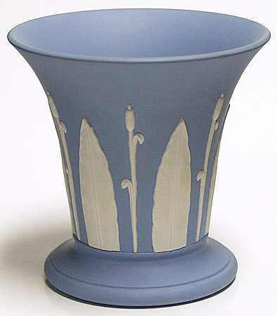 Cream Color on Lavender (Pale Blue) Jasperware Posey Pot "Garden"