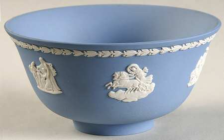 Cream Color on Lavender (Pale Blue) Jasperware 6" Round Bowl