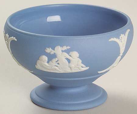 Cream Color on Lavender (Pale Blue) Jasperware Salt Cellar