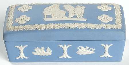 Cream Color on Lavender (Pale Blue) Jasperware Lid for 3" Rectangular Box