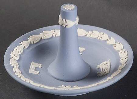 Cream Color on Lavender (Pale Blue) Jasperware Ring Holder by Wedgwood