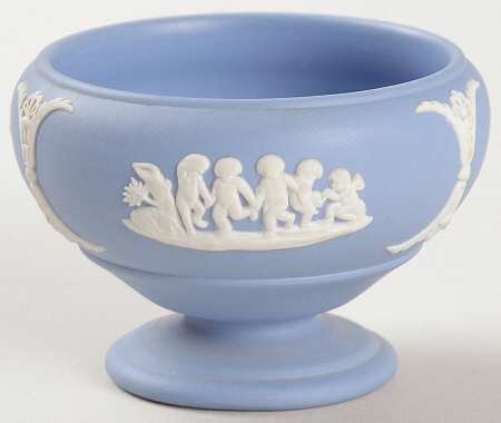 Cream Color on Lavender (Pale Blue) Jasperware Salt Cellar