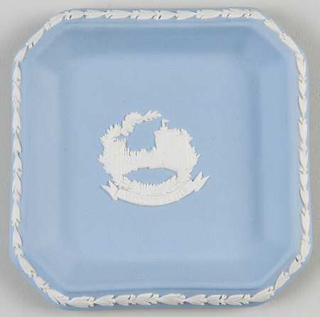 Cream Color on Lavender (Pale Blue) Jasperware Square Tray