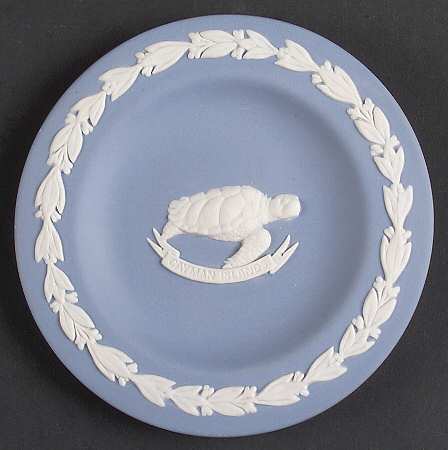 Cream Color on Lavender (Pale Blue) Jasperware Animal Round Tray
