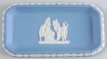 Cream Color on Lavender (Pale Blue) Jasperware 6" Oblong Tray