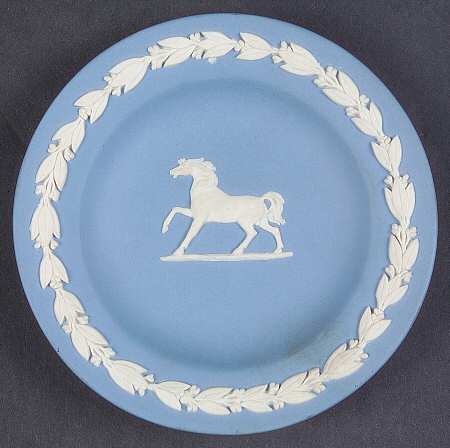Cream Color on Lavender (Pale Blue) Jasperware Horse Round Tray