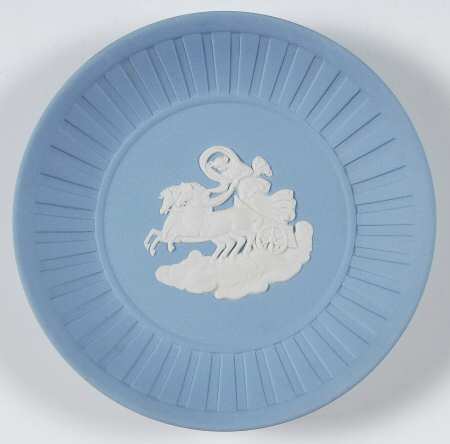 Cream Color on Lavender (Pale Blue) Jasperware Fluted Tray