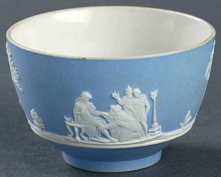 Cream Color on Lavender (Pale Blue) Jasperware Tea Bowl
