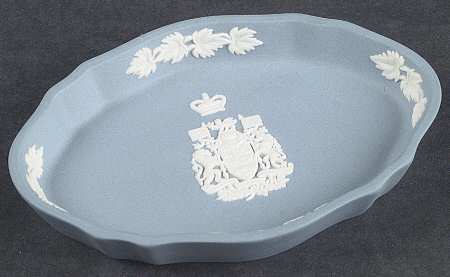 Cream Color on Lavender (Pale Blue) Jasperware Silver Tray