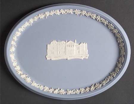Cream Color on Lavender (Pale Blue) Jasperware 10" Oval Tray