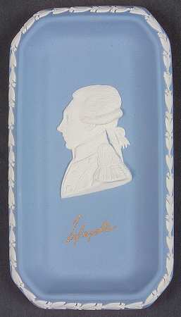 Cream Color on Lavender (Pale Blue) Jasperware 6" Oblong Tray