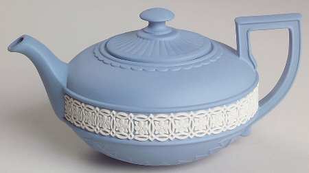 Cream Color on Lavender (Pale Blue) Jasperware Mini Teapot & Lid
