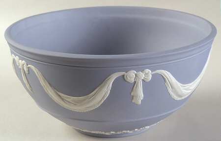 Cream Color on Lavender (Pale Blue) Jasperware 7" Round Serving Bowl