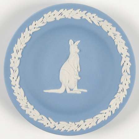 Cream Color on Lavender (Pale Blue) Jasperware Animal Round Tray