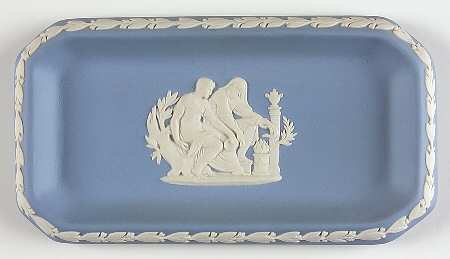 Cream Color on Lavender (Pale Blue) Jasperware 6" Oblong Tray