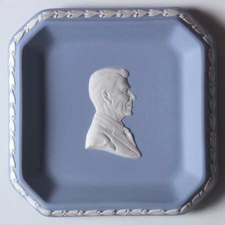 Cream Color on Lavender (Pale Blue) Jasperware Square Tray