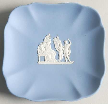 Cream Color on Lavender (Pale Blue) Jasperware Square Tray