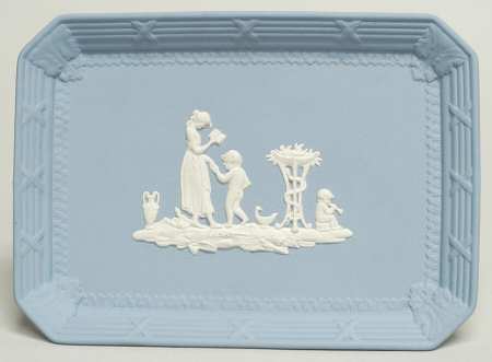Cream Color on Lavender (Pale Blue) Jasperware Oblong Templeton Tray