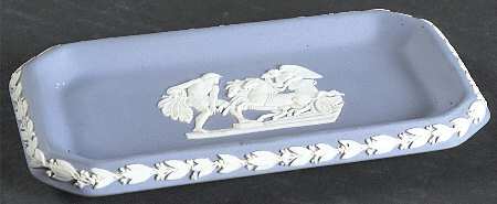 Cream Color on Lavender (Pale Blue) Jasperware 6" Oblong Tray