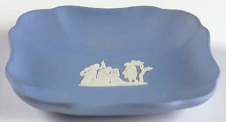 Cream Color on Lavender (Pale Blue) Jasperware Square Tray