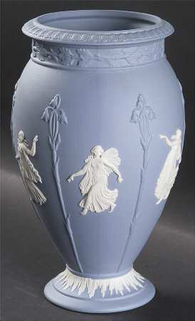 Cream Color on Lavender (Pale Blue) Jasperware Acanthus Vase
