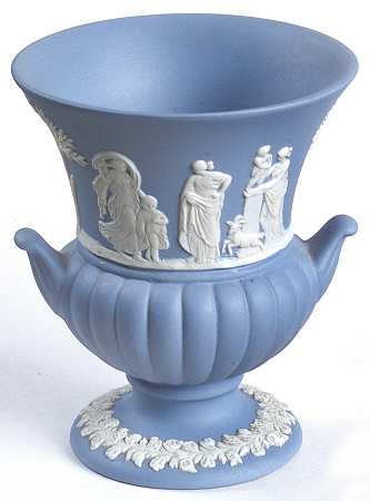 Cream Color on Lavender (Pale Blue) Jasperware Mini Bud Vase