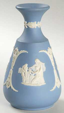 Cream Color on Lavender (Pale Blue) Jasperware 4" Cameo Bud Vase